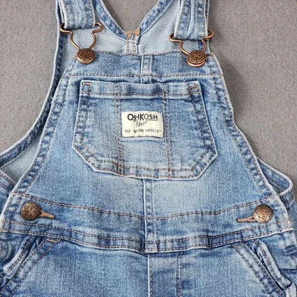 Vintage OshKosh B'gosh Vestbak Bib Overalls Blue Denim Snap Buttons Size 18M - Picture 4 of 10